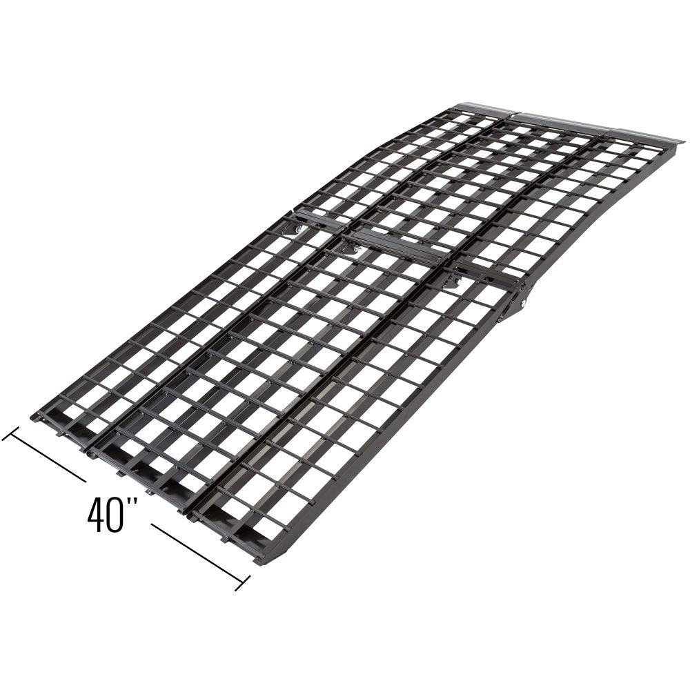 Black Widow 3-Piece Arched Folding Motorcycle Ramp | Model BW-9440-HD & BW-10840-HD| Width 40" | Length 7' 10" & 9' | Capacity 1,500 lb | Horsepower 4 To 90+ HP | For Motorcycles, Dirt Bikes, ATVs