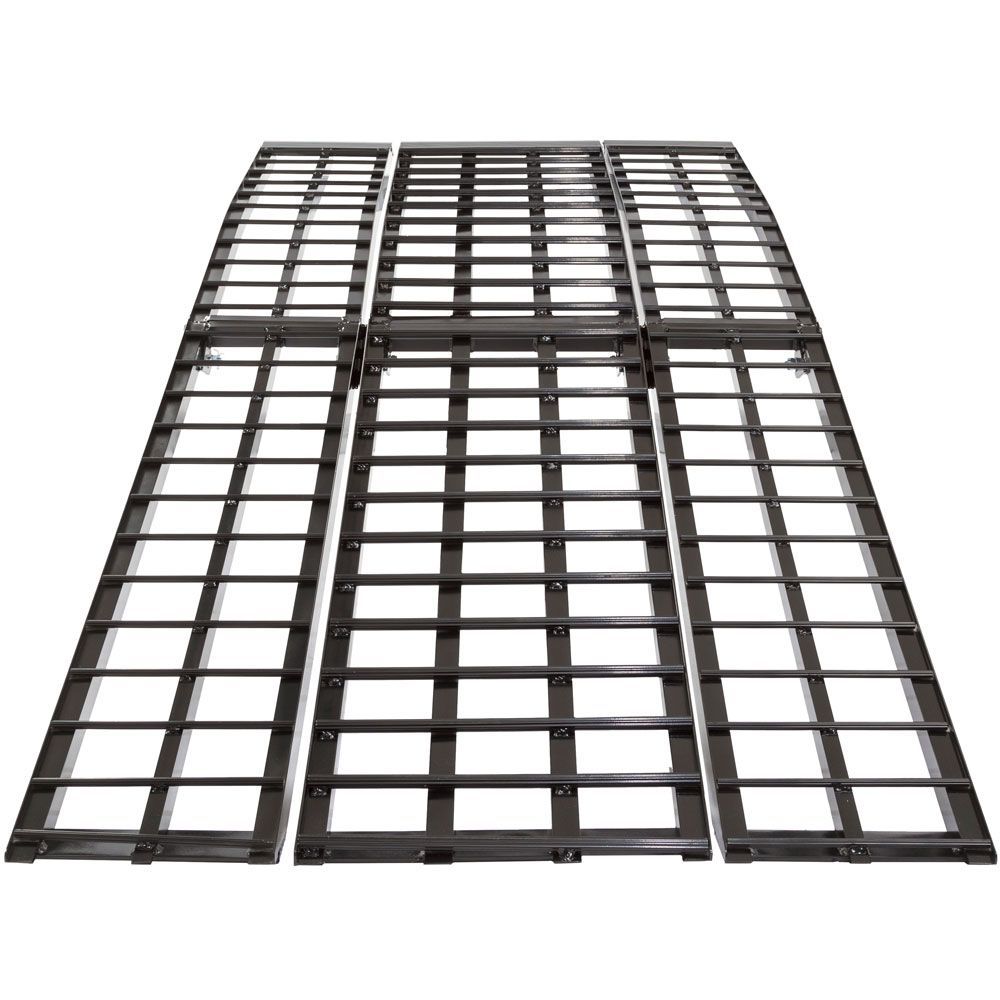 Black Widow 3-Piece Arched Folding Motorcycle Ramp | Model BW-9440-HD & BW-10840-HD| Width 40" | Length 7' 10" & 9' | Capacity 1,500 lb | Horsepower 4 To 90+ HP | For Motorcycles, Dirt Bikes, ATVs