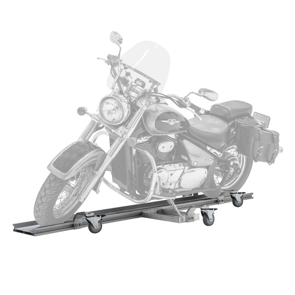 Black Widow Professional Aluminum Motorcycle Dolly | Model BW-PRO-DOLLY | Track Length 89" | Capacity 1,500 lb | For Street, Touring & Cruiser Motorcycles