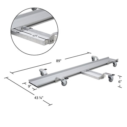 Black Widow Professional Aluminum Motorcycle Dolly | Model BW-PRO-DOLLY | Track Length 89" | Capacity 1,500 lb | For Street, Touring & Cruiser Motorcycles