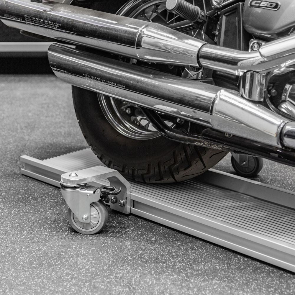 Black Widow Professional Aluminum Motorcycle Dolly | Model BW-PRO-DOLLY | Track Length 89" | Capacity 1,500 lb | For Street, Touring & Cruiser Motorcycles
