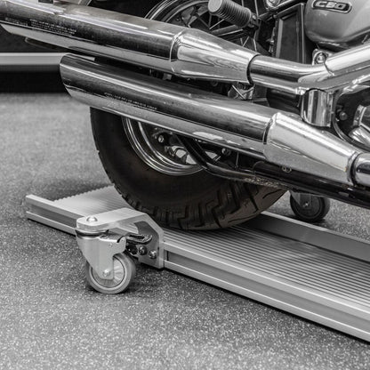 Black Widow Professional Aluminum Motorcycle Dolly | Model BW-PRO-DOLLY | Track Length 89" | Capacity 1,500 lb | For Street, Touring & Cruiser Motorcycles