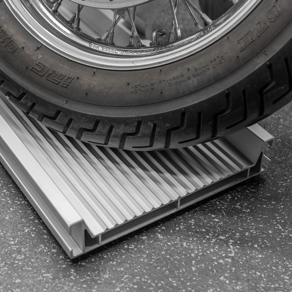 Black Widow Professional Aluminum Motorcycle Dolly | Model BW-PRO-DOLLY | Track Length 89" | Capacity 1,500 lb | For Street, Touring & Cruiser Motorcycles