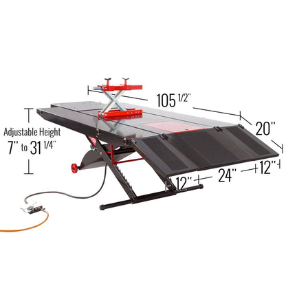 Black Widow ProLift Pneumatic ATV Lift Table | Model BW-PROLIFT-HDXW-ATV | 48" Wide, 105.5" Long | 1,500 lb Capacity | For ATV & Motorcycle Maintenance