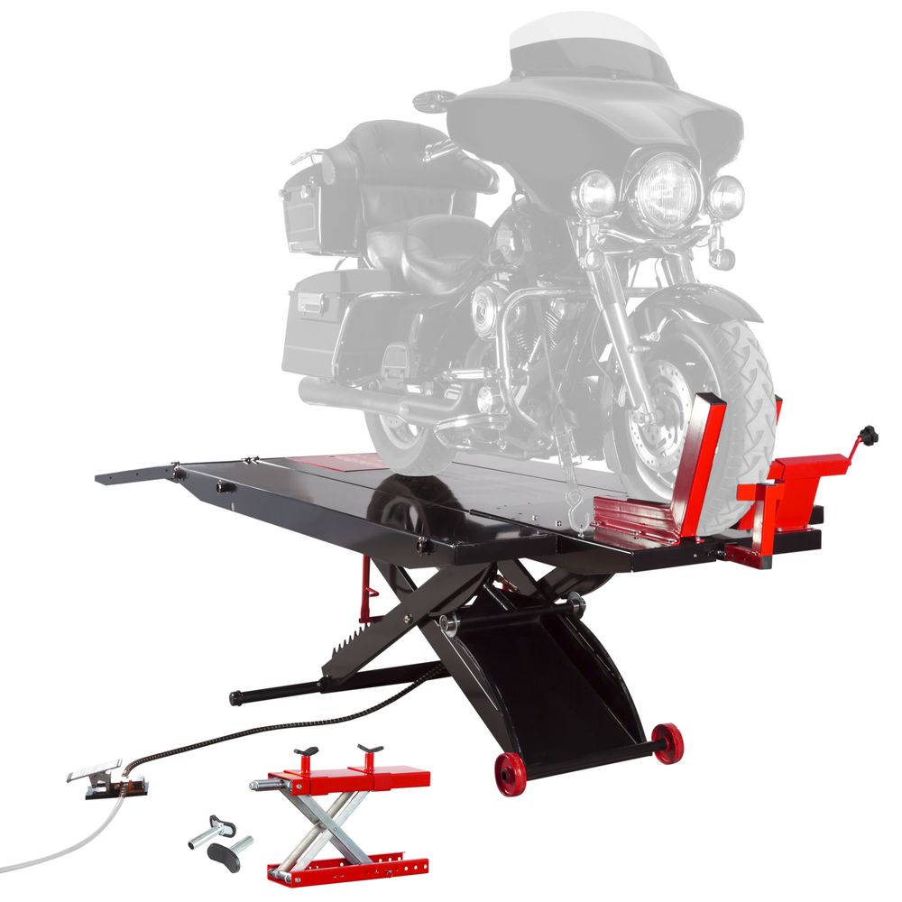 Black Widow Pneumatic ProLift Motorcycle Lift Table with Center Jack | BW-PROLIFT-HDXW | 48" Wide Platform | 1,500 lb. Capacity | For Motorcycle Repair