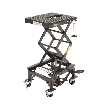 Black Widow Hydraulic Motorcycle Scissor Lift w/Casters | Model BW-SJ-4303 | Platform Size 16" x 14" | Capacity 300 lb | For Dirt Bikes & Lightweight Motorcycles