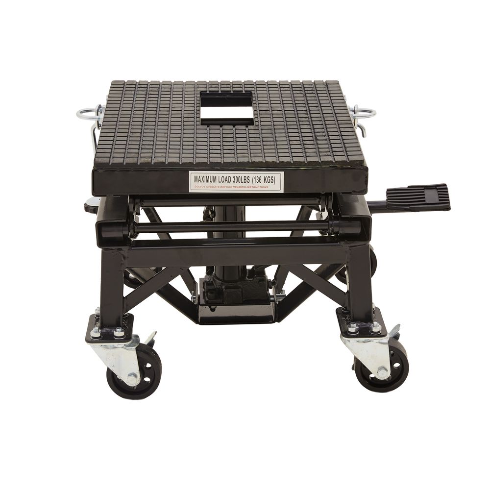 Black Widow Hydraulic Motorcycle Scissor Lift w/Casters | Model BW-SJ-4303 | Platform Size 16" x 14" | Capacity 300 lb | For Dirt Bikes & Lightweight Motorcycles