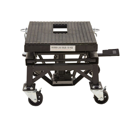 Black Widow Hydraulic Motorcycle Scissor Lift w/Casters | Model BW-SJ-4303 | Platform Size 16" x 14" | Capacity 300 lb | For Dirt Bikes & Lightweight Motorcycles
