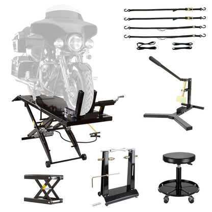 Black Widow Deluxe Motorcycle Shop Kit | Model BW-SK-D | Platform Size 78" x 47" | Lift Height Range Up To 33" | Capacity 1,000 lb | For Street, Touring & Cruiser Bikes