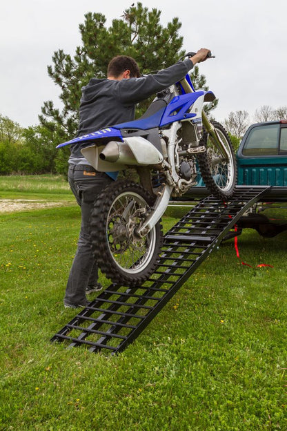 Black Widow Folding Arched Motorcycle Ramp | Model BW-9417-HD | Size 7' 10" x 17.5" | Capacity 1,500 lb | For Motorcycle & Dirt Bike Loading