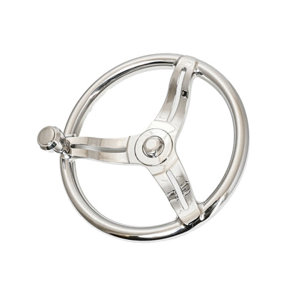 Gemlux | Belloca Steering Wheel | Model 152307 | 13.75" Diameter | Weight 7.4 lb | Stainless Steel | With Deluxe Control Knob | For Boats & Yachts