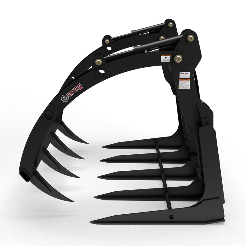 Virnig Big Bale Grapple | Models BG54, BG72 & BG84 | Widths 56" To 86" | Hydraulic Flow 15 To 25 GPM | For Skid Steer