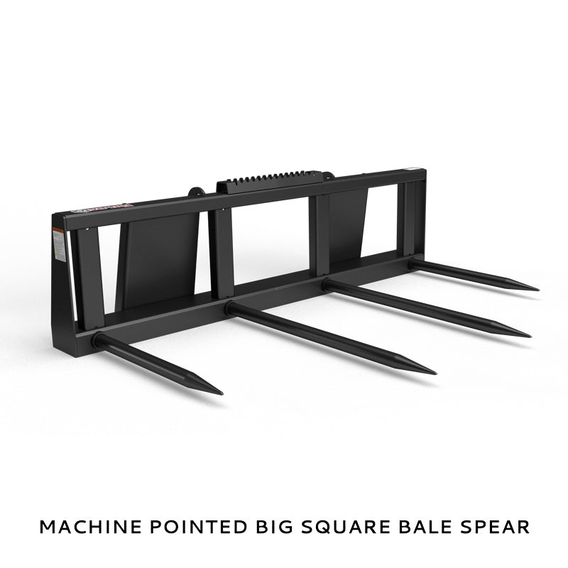 Virnig Hay Handling Machine Pointed Bale Spears | Models BSV48, BFV48, CBV48, SSV48 & BASS66 | Widths 45.5" To 66.5" | Hydraulic Flow 15 To 25 GPM | For Skid Steer