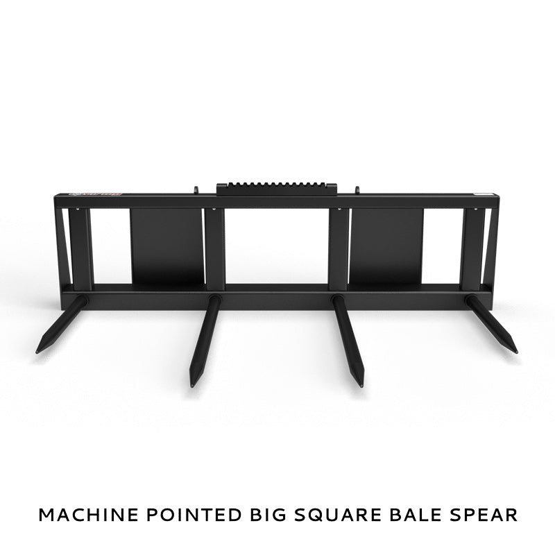 Virnig Hay Handling Machine Pointed Bale Spears | Models BSV48, BFV48, CBV48, SSV48 & BASS66 | Widths 45.5" To 66.5" | Hydraulic Flow 15 To 25 GPM | For Skid Steer