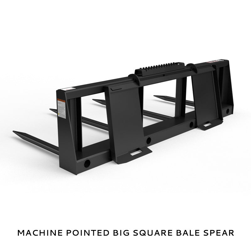 Virnig Hay Handling Machine Pointed Bale Spears | Models BSV48, BFV48, CBV48, SSV48 & BASS66 | Widths 45.5" To 66.5" | Hydraulic Flow 15 To 25 GPM | For Skid Steer