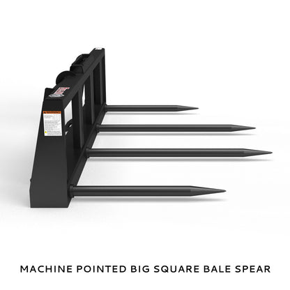 Virnig Hay Handling Machine Pointed Bale Spears | Models BSV48, BFV48, CBV48, SSV48 & BASS66 | Widths 45.5" To 66.5" | Hydraulic Flow 15 To 25 GPM | For Skid Steer
