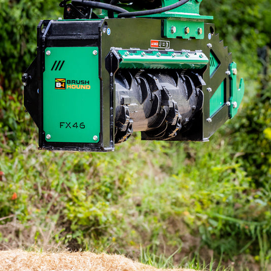 Brush-Hound Forestry Defender Mulcher | Model FX-46 | Cutting Width 46" inches | Hydraulic Flow 35-70 GPM | For Excavator