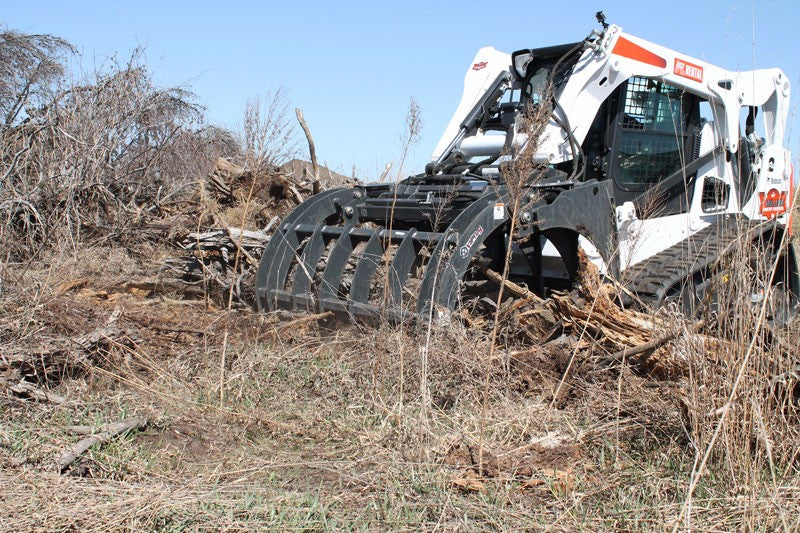 Virnig V60 Root Rake Grapple | Models RRG72, RRG78 & RRG84 | Widths 74.5" To 86.5" | Hydraulic Flow 15 To 25 GPM | For Skid Steer