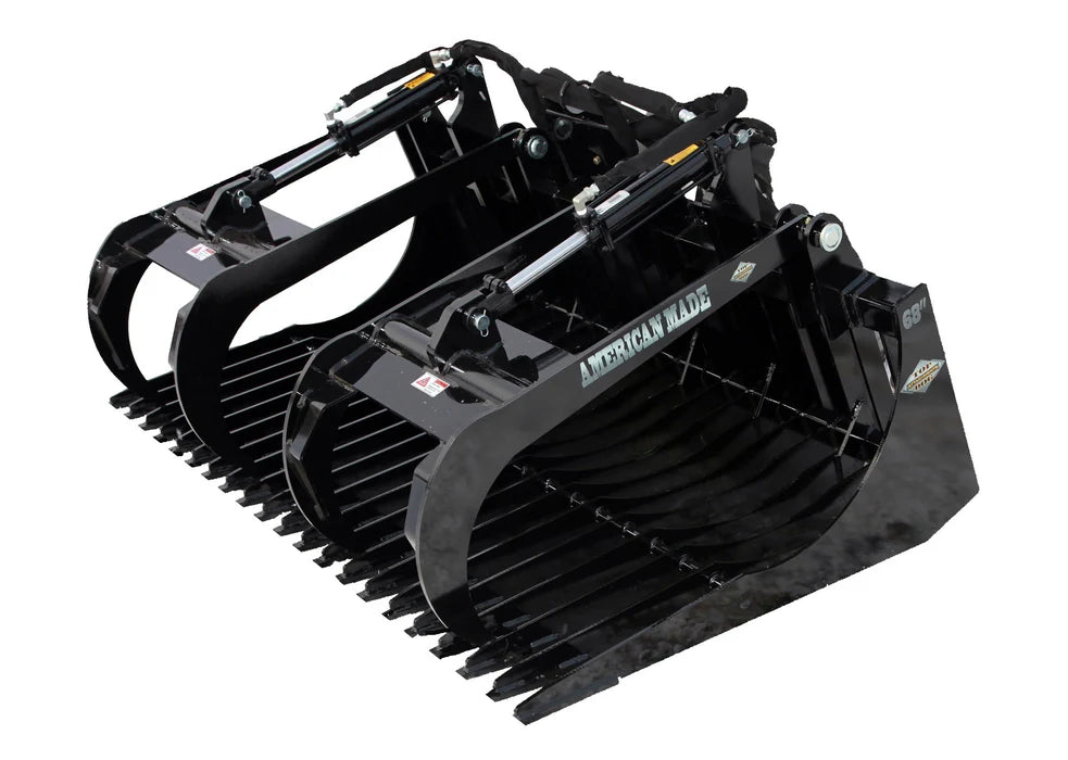 Top Dog Attachments Standard Brush Bucket Grapple | Oil Flow Range 15 to 20 GPM  | Width: 62" to 82” | For Skid Steers
