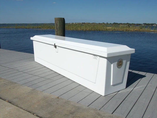 RIO MARINE CUSTOMS | Dock Box | Fiberglass Sail Box | Model CM010 | 121" L x 16" D x 18" H | Trailer & Dockside | For Sail Storage