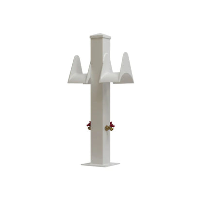 RIO MARINE CUSTOMS | Double Dock Water Pedestal Stanchion | Model CMPW36-D-WHT | 36-Inch | 2 Hose Holders & 2 Spigots | 36" Height | For Marine Water Access
