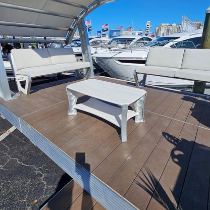 Killer Dock Coffee Table Outdoor Marine Grade Aluminum Furniture | Width 48" | Sunbrella Cushions | Dock, Seawall, Deck & Patio