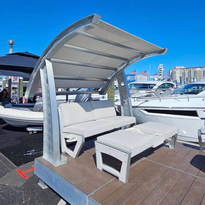 Killer Dock Cabana, Love Seat & Ottoman Outdoor Furniture | Width 48" | Marine-Grade Aluminum | For Dock, Seawall, Deck & Patio