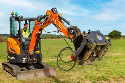 Solesbee's Mulcher | Mulcher Model TC2-120 | Max Cutting Capacity 14" inches | Hydraulic Flow 80-120 LPM | Machine Weight 4-9 Tons | For Medium Excavators