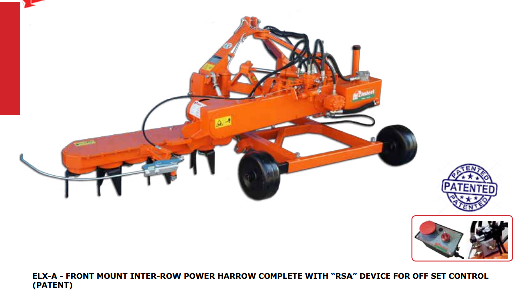 Rinieri Front Mount In-Row Rotary Harrow - ELX-A | 65"-100" Adjustable Working Width | 40-80 HP for Tractor