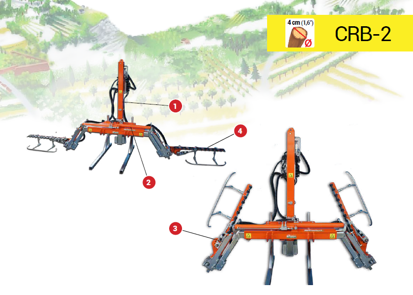 Rinieri Double-Side Orchard Pruning Machine CRB 2Blades 100-120-150 Models for Skirting | 39"-47"-59" Cutting Width for Tractor