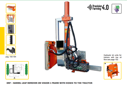 Rinieri DRF Barrel Leaf Remover on Vision 1 Frame With Hoses |  24" - 43" Roller Height for Tractor