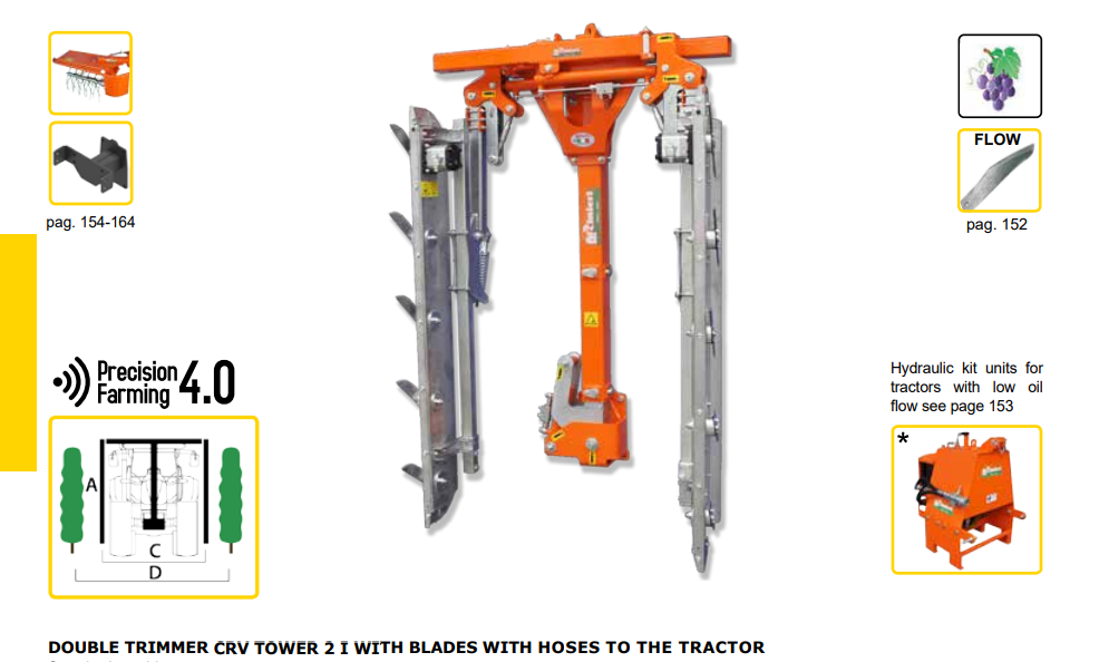 Rinieri Double Trimmer CRV Tower 2 I With Blades | 41"-69" Cutting Width for Tractor