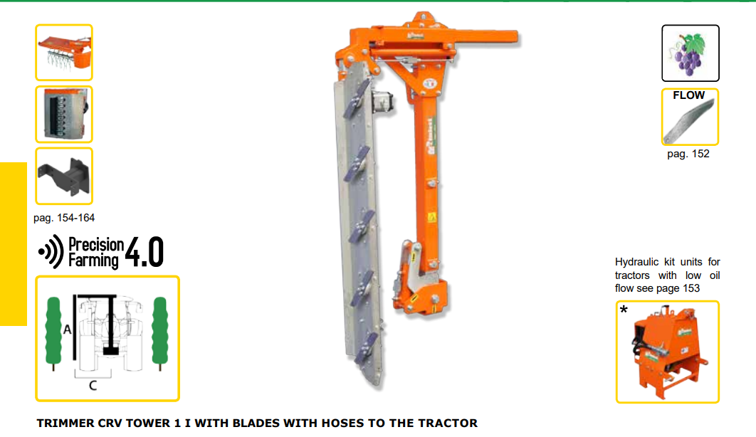 Rinieri Trimmer CRV Tower 1 I With Blades | 41"-69" Cutting Width for Tractor