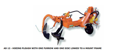 Rinieri AD 12 - Hoeing Plough with One Furrow and One Disc Linked to a Mount Frame | 20" Working Width | 30HP for Tractor