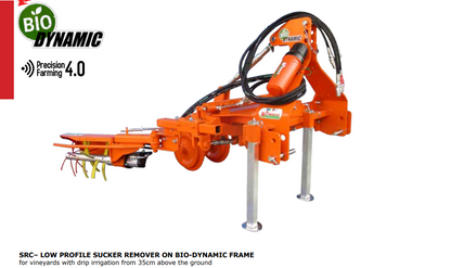 Rinieri SRC – Low Profile Sucker Remover on Bio-Dynamic Frame | 63"-177" Row Width for Tractor