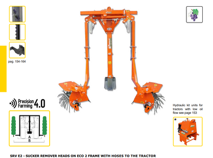 Rinieri SRV E2 Sucker Remover On ECO 2 Frame | 94"-144" Working Width for Tractor