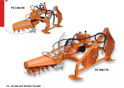 Rinieri Inter-Row Rotary Tillers FS | 22"-33" Working Width | 25-50HP for Tractor