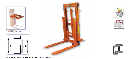 Rinieri ForkLift - 3 Point Hitch For Tractor | Model Extra 2032/2038 | Capacity 2000Kg for Tractor