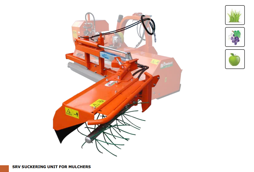 Rinieri Suckering Unit for Mulchers SRV | Hydraulic Side Shifting - Spring-Loaded for Tractor