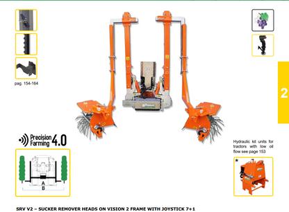 Rinieri SRV V2 Sucker Remover on Vision 2 Frame | 83"-130" Working Width for Tractor