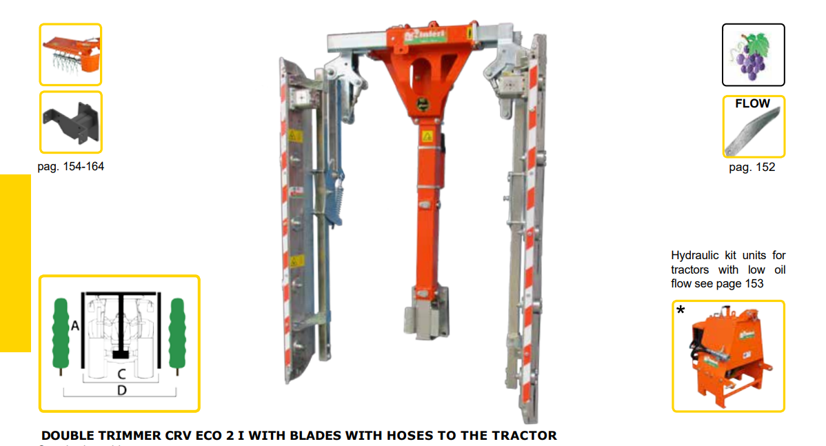 Rinieri Double Trimer CRV ECO 2 I With Blades-Hoses | 41"-83" Cutting Width for Tractor