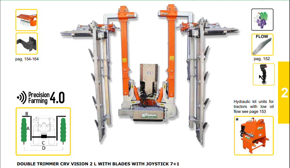 Rinieri Double Trimmer CRV Vision 2 L With Blades | 41"-83" Cutting Width for Tractor