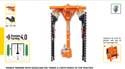 Rinieri Double Sickle Bar Pruning Machine CRL Tower-2 I | 59"-83" Cutting Width for Tractor