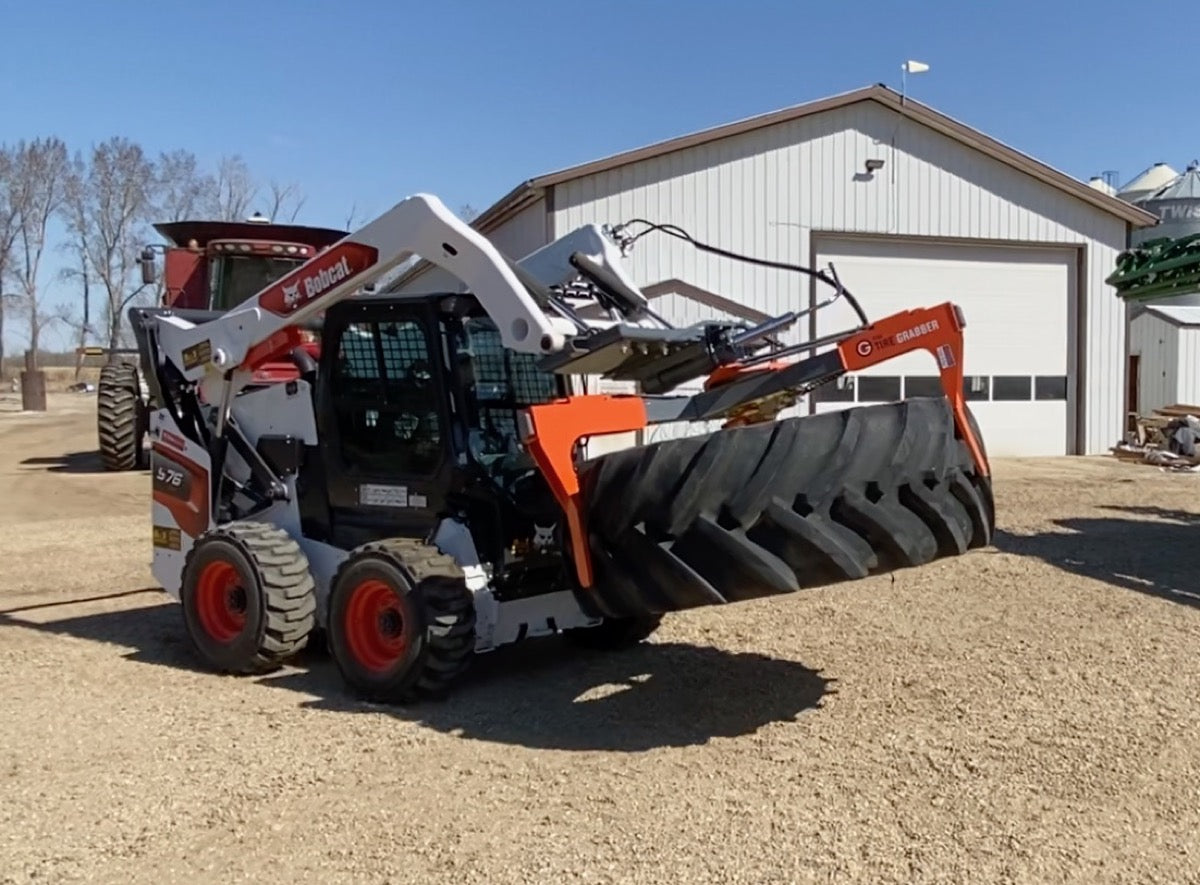 The Tire Grabber Tire Handler | Model TG4000 | Width 83" | Capacity 4000 lb | 10 To 20 GPM | 40 To 100 HP | For Skid Steer, Tractor & Loader