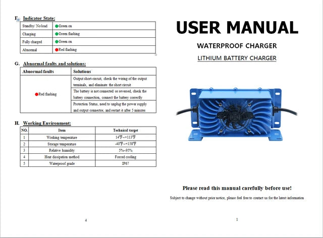 Power House Lithium 24V Waterproof Onboard Charger | Model BCH2415WP | 15A AC