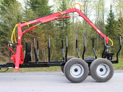 Woody Equipment 16′ Forestry Trailer Model 16-86 HV with Log Loader Model 170-HDT | Pull Type | For Trucks, Skidders & Tractor