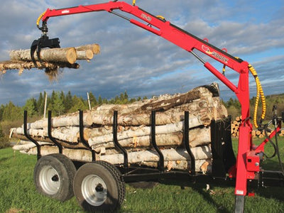 Woody Equipment 16′ Forestry Trailer Model 16-86 HV with Log Loader Model 170-HD | Pull Type | For Trucks, Skidders & Tractors