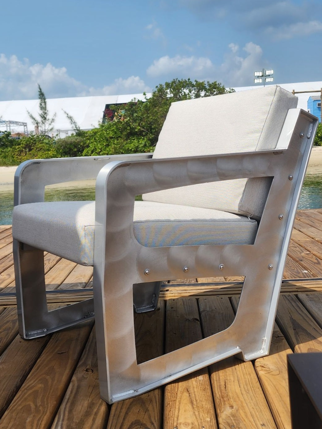 Killer Dock Club Chair | Width 48" | Marine-Grade Aluminum | For Dock, Seawall, Deck & Patio