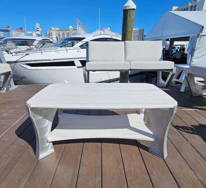 Killer Dock Coffee Table Outdoor Marine Grade Aluminum Furniture | Width 48" | Sunbrella Cushions | Dock, Seawall, Deck & Patio