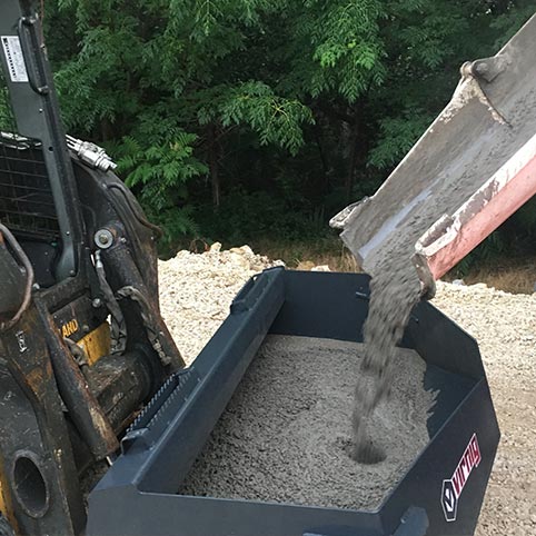 Virnig Concrete Bucket | Models CB500 & CB750 | Widths 63.5" To 82.5" | Hydraulic Flow 15 To 25 GPM | For Skid Steer